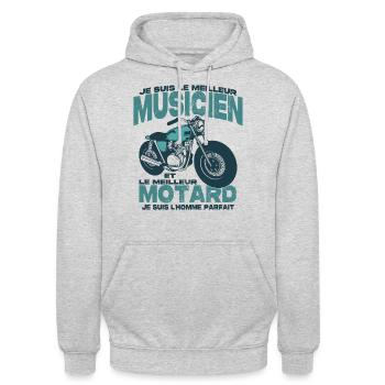 Le meilleur motard et le meilleur musicien - Sweat-shirt à capuche unisexe - gris clair chiné - Devant - Alina (178cm) & Michal (187cm)