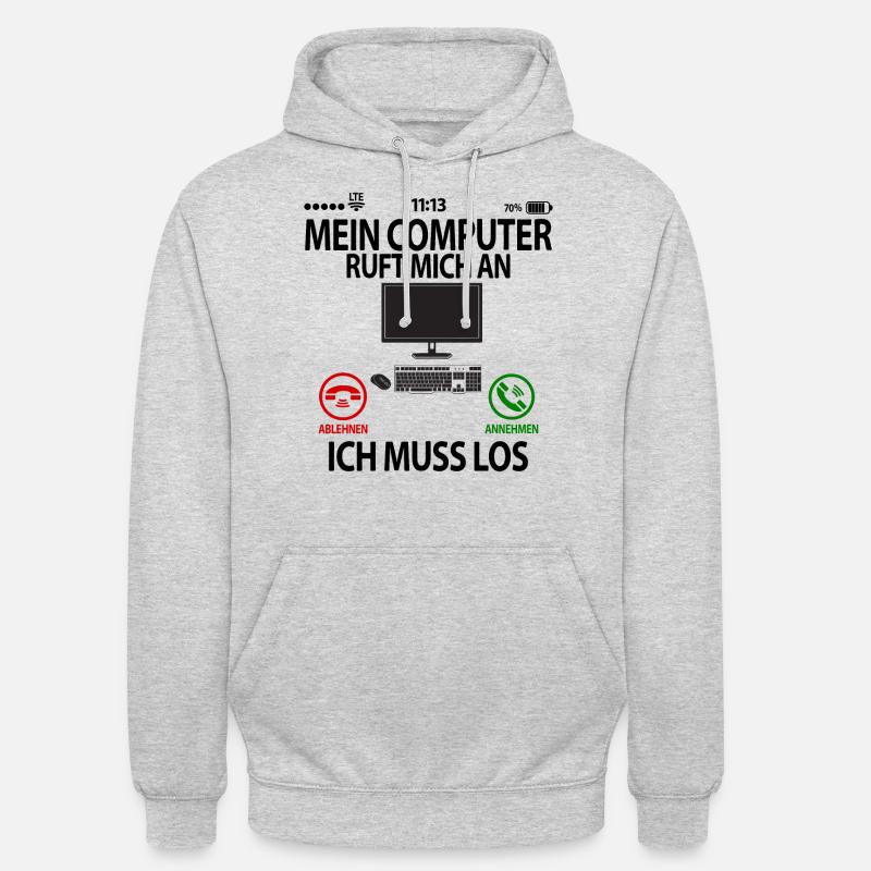 Computerfreak Computer Nerd Computernerd Sprüche - Unisex Hoodie - Hellgrau meliert