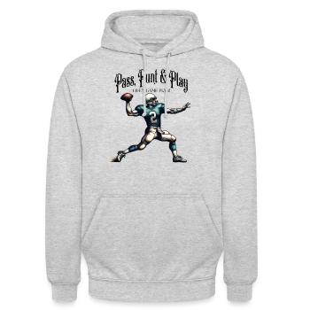 Quarterback Action - Unisex Hoodie - light heather grey - Front - Alina (178cm) & Michal (187cm)