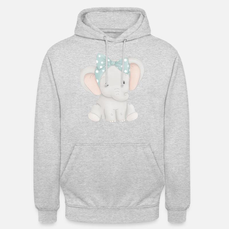 éléphant mignon avec boucle - Sweat-shirt à capuche unisexe - gris clair chiné