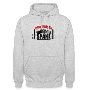 CNC Fräser Zerspaner Dreher Späne lustiger Spruch - Unisex Hoodie - Hellgrau meliert - Vorne - Alina (178cm) & Michal (187cm)