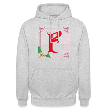 jugendstil f rot - Unisex Hoodie - Hellgrau meliert - Vorne - Alina (178cm) & Michal (187cm)