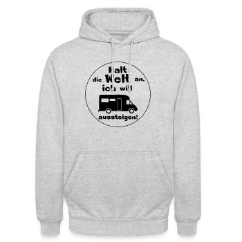 halt die welt an - Unisex Hoodie - Hellgrau meliert - Vorne - Alina (178cm) & Michal (187cm)