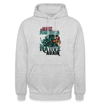 Indien - Sweat-shirt à capuche unisexe - gris clair chiné - Devant - Alina (178cm) & Michal (187cm)