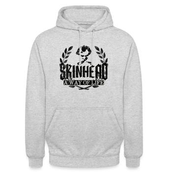 Oi Skinhead - Unisex Hoodie - Hellgrau meliert - Vorne - Alina (178cm) & Michal (187cm)