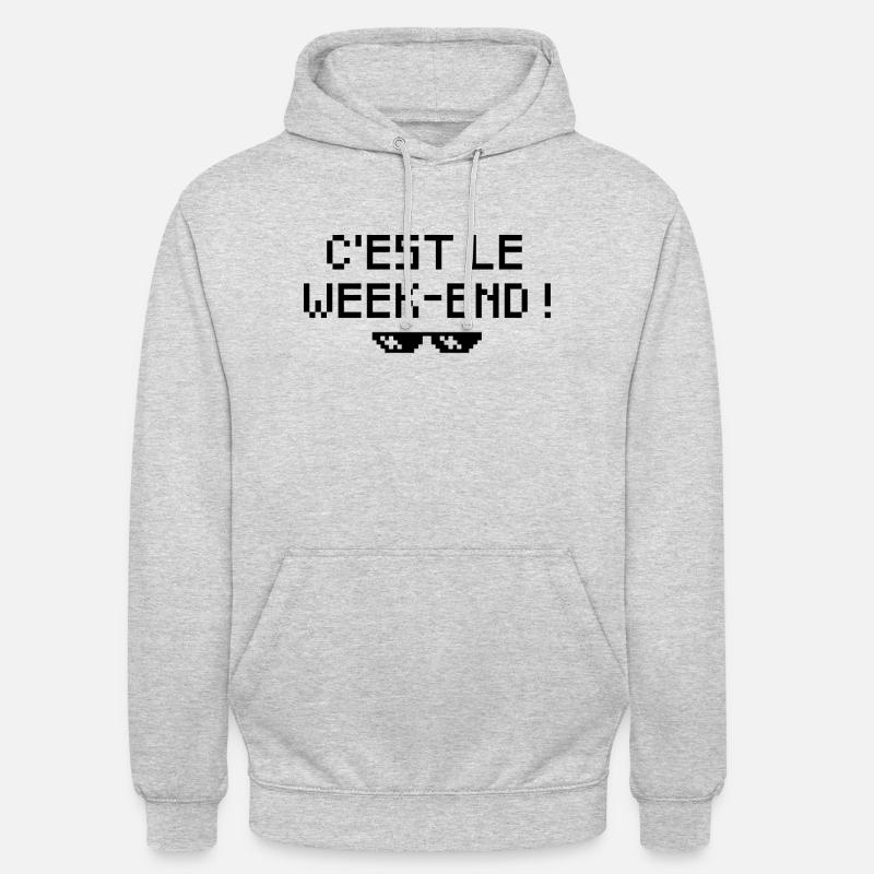 C'est le week-end ! - Sweat-shirt à capuche unisexe - gris clair chiné