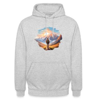 Wanderlust - Unisex Hoodie - Hellgrau meliert - Vorne - Alina (178cm) & Michal (187cm)