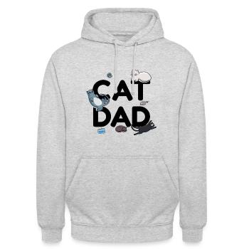 Cat Dad - Cat Cat Man Daddy Kitty Meow - Hættetrøje unisex - lysegrå meleret - Foran - Alina (178cm) & Michal (187cm)
