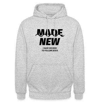 Baptême - refait - j'ai décidé d'être Jésus - Sweat-shirt à capuche unisexe - gris clair chiné - Devant - Alina (178cm) & Michal (187cm)