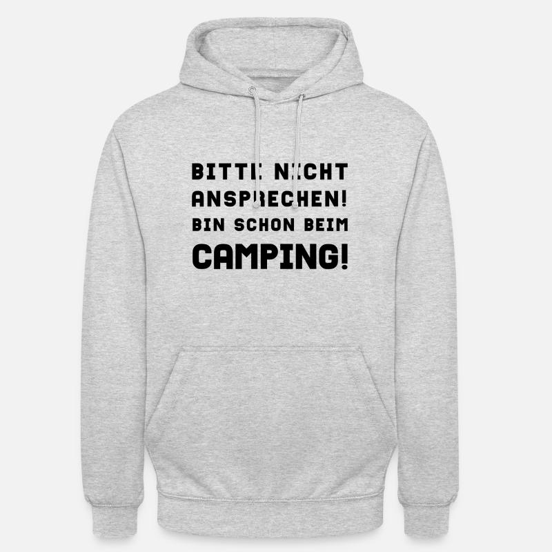 bitte nicht ansprechen camping - Unisex Hoodie - Hellgrau meliert