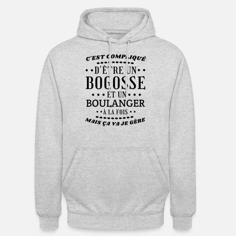 Bogosse boulanger - Sweat-shirt à capuche unisexe - gris clair chiné