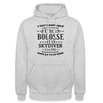 Bogosse skydiver - Sweat-shirt à capuche unisexe - gris clair chiné - Devant - Alina (178cm) & Michal (187cm)