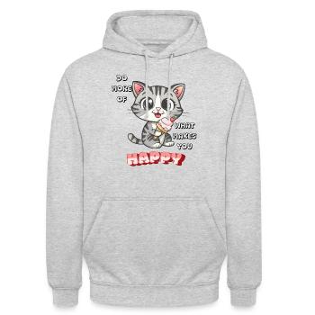 Happy cat - Unisex Hoodie - light heather grey - Front - Alina (178cm) & Michal (187cm)