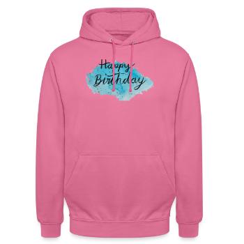 Aquarell - Happy Birthday / blau - Unisex Hoodie - Pink - Vorne - Alina (178cm) & Michal (187cm)