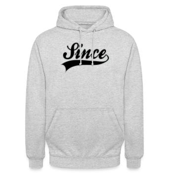 Anniversaire - Since à personnaliser - Sweat-shirt à capuche unisexe - gris clair chiné - Devant - Alina (178cm) & Michal (187cm)