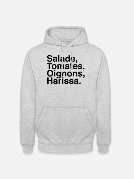 Salade Tomate Oignons Harissa - Sweat-shirt à capuche unisexe - gris clair chiné