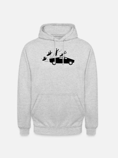 Evolution Unfall Tesla Cybertruck von Musk - Unisex Hoodie - Hellgrau meliert