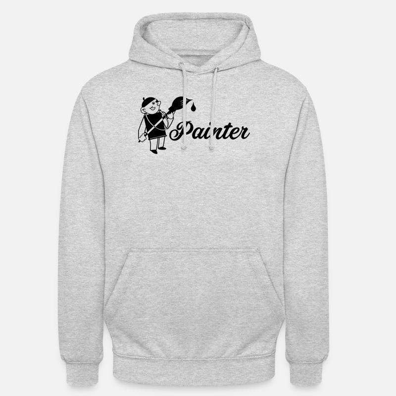 Maler mit Pinsel Text painter - Unisex Hoodie - Hellgrau meliert