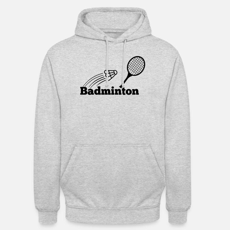 Badminton text with shuttle and racket - Unisex Hoodie - light heather grey