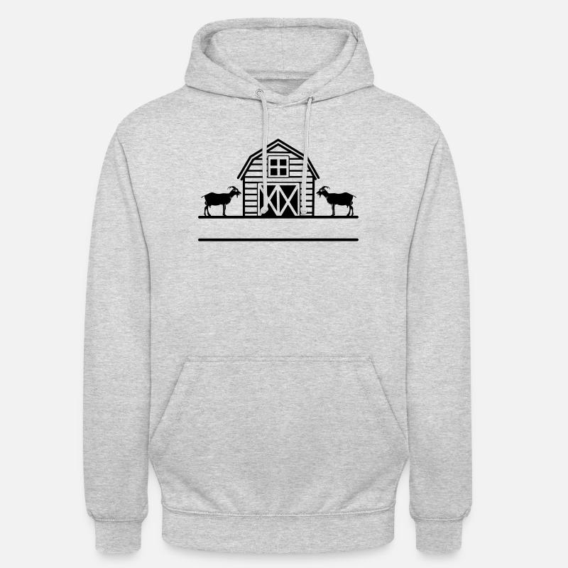 Ferme caprine avec chèvres noires - Sweat-shirt à capuche unisexe - gris clair chiné