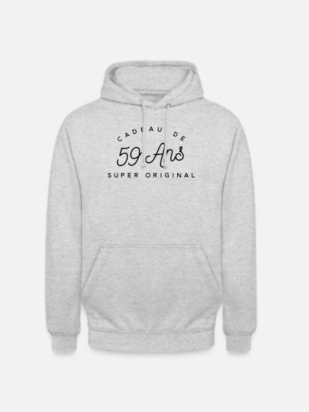 Cadeau 59 ans   - Sweat-shirt à capuche unisexe - gris clair chiné