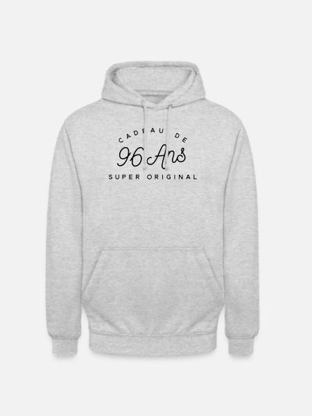 Cadeau 96 ans - Sweat-shirt à capuche unisexe - gris clair chiné