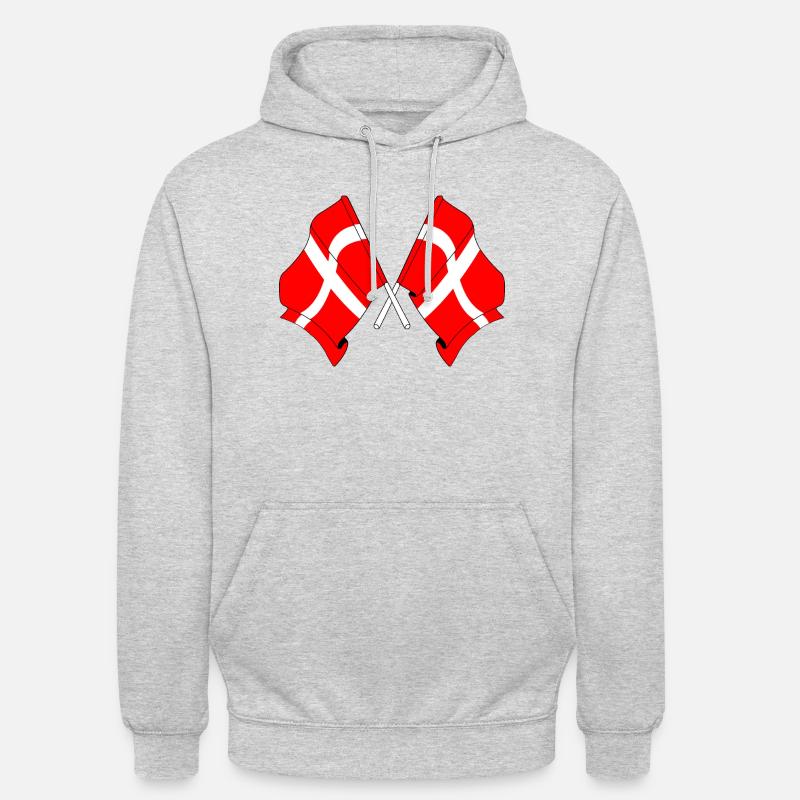 Deux drapeaux Danemark - Sweat-shirt à capuche unisexe - gris clair chiné