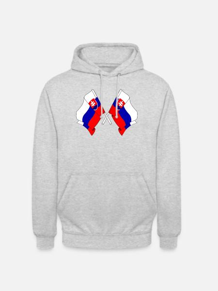 Zwei Flaggen Slowakei - Unisex Hoodie - Hellgrau meliert