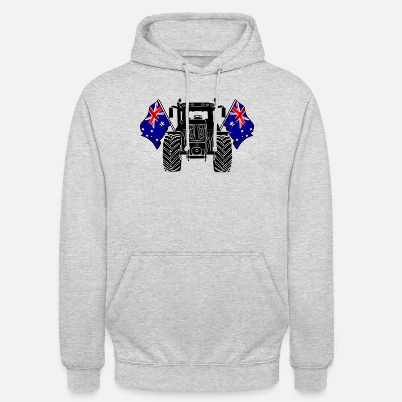 Traktor zwei Flaggen Australien - Unisex Hoodie - Hellgrau meliert