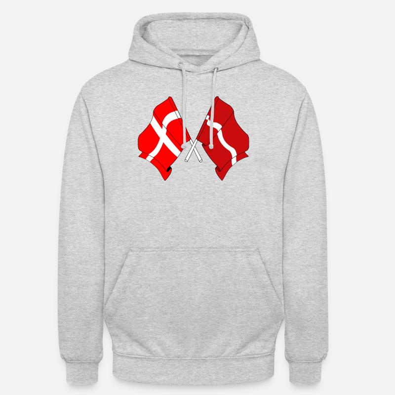 Drapeau Danemark, drapeau Lettonie - Sweat-shirt à capuche unisexe - gris clair chiné