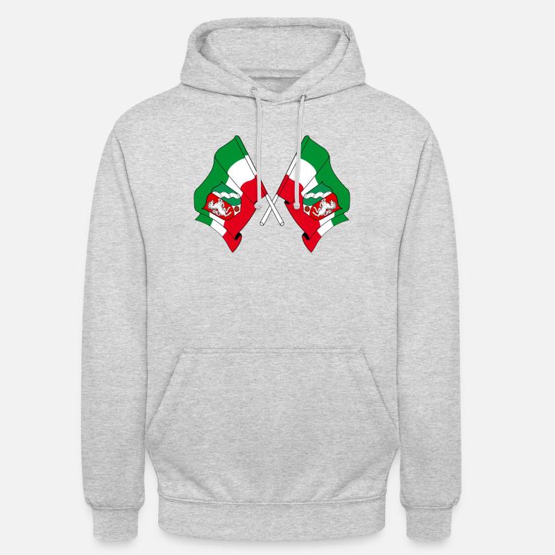 Deux drapeaux de Rhénanie-du-Nord-Westphalie - Sweat-shirt à capuche unisexe - gris clair chiné