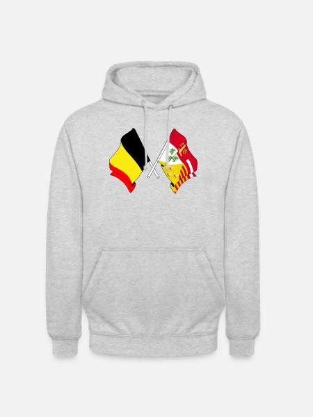 Drapeau de la Belgique, drapeau Liège - Sweat-shirt à capuche unisexe - gris clair chiné
