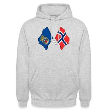 Zwei Flaggen gekreuzt von Oslo und Flagge Norwegen - Unisex Hoodie - Hellgrau meliert - Vorne - Alina (178cm) & Michal (187cm)