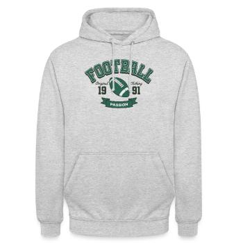 American Football Passion Retro Vintage Style - Unisex Hoodie - Hellgrau meliert - Vorne - Alina (178cm) & Michal (187cm)