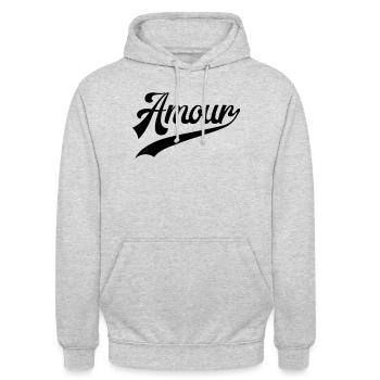 Amour Vintage Retro  - Sweat-shirt à capuche unisexe - gris clair chiné - Devant - Alina (178cm) & Michal (187cm)