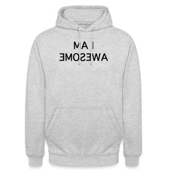 I Am Awesome – Spaßiger Spiegeltext - Unisex Hoodie - Hellgrau meliert - Vorne - Alina (178cm) & Michal (187cm)