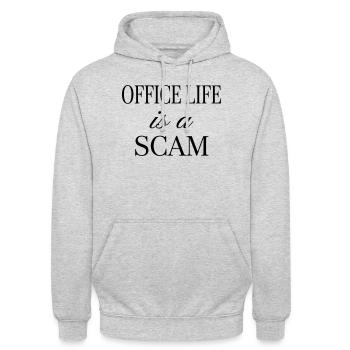 Das Büroleben ist ein Betrug – Sarkastisches Zitat - Unisex Hoodie - Hellgrau meliert - Vorne - Alina (178cm) & Michal (187cm)