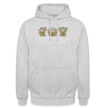 Star Wars: Mandalorian Baby Yoda Posen - Unisex Hoodie - Hellgrau meliert - Vorne - Alina (178cm) & Michal (187cm)