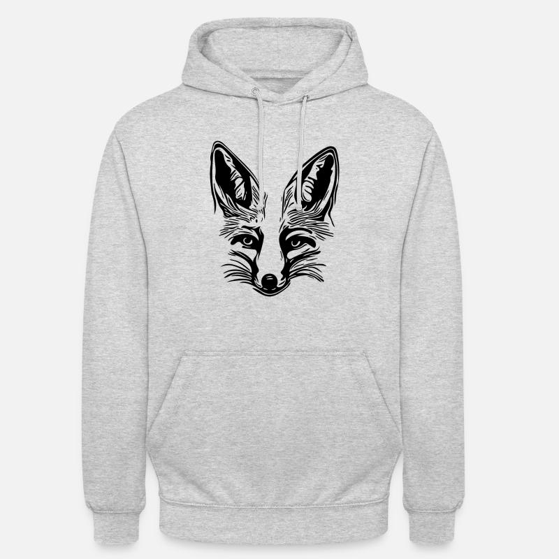 Dessin de renard mignon - Sweat-shirt à capuche unisexe - gris clair chiné