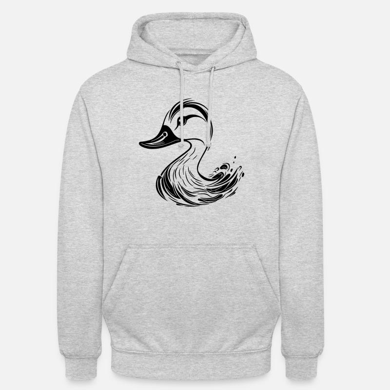 Söt Tattoo Style Duck - Luvtröja unisex - ljusgråmelerad