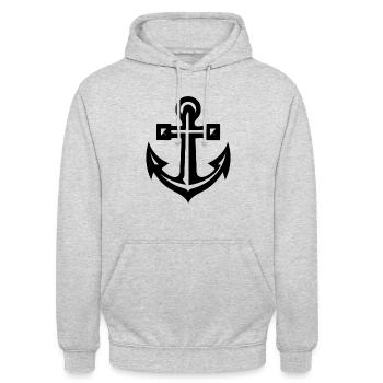 Sehr alter Anker im Tattoo Style - Unisex Hoodie - Hellgrau meliert - Vorne - Alina (178cm) & Michal (187cm)