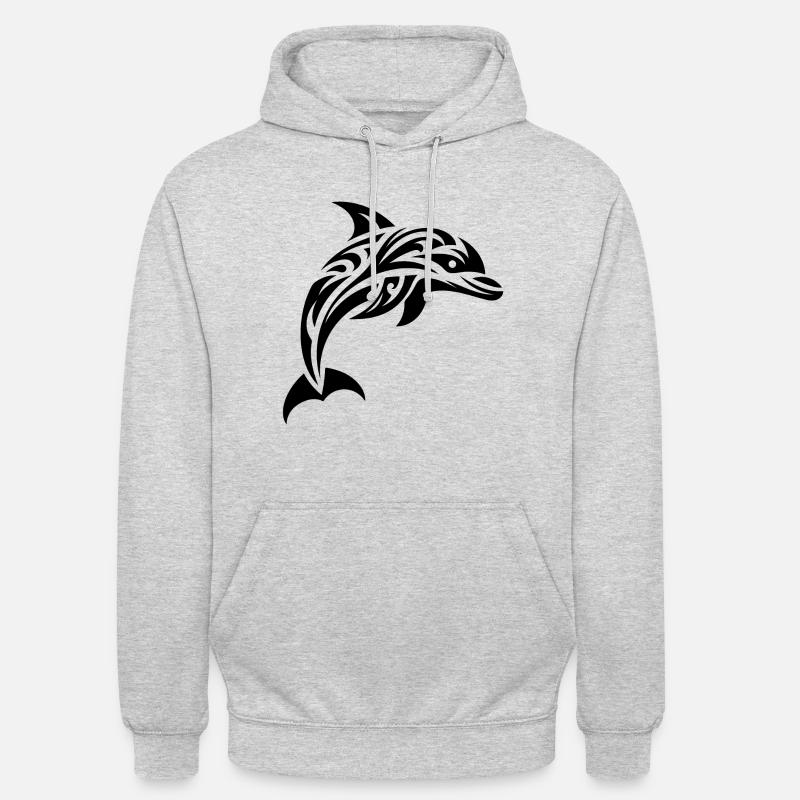 Springender süßer Tattoo Delfin - Unisex Hoodie - Hellgrau meliert