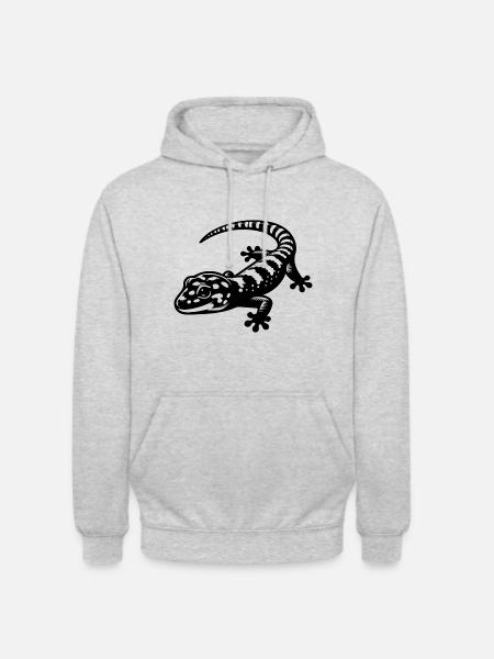 Cute gecko in tattoo style - Unisex Hoodie - light heather grey