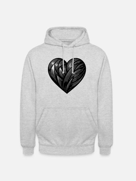 Elegantes Tattoo Herz - Unisex Hoodie - Hellgrau meliert