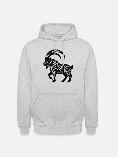 Steinbock Tattoo Style - Unisex Hoodie - Hellgrau meliert