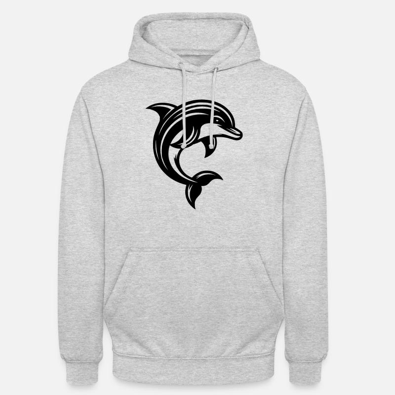Mignon Petit Mignon Tatouage Dauphin - Sweat-shirt à capuche unisexe - gris clair chiné