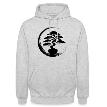 Beau vieux bonsaï au lever du soleil - Sweat-shirt à capuche unisexe - gris clair chiné - Devant - Alina (178cm) & Michal (187cm)