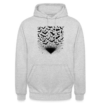 Gewaltiger Schwarm von Fledermäusen - Unisex Hoodie - Hellgrau meliert - Vorne - Alina (178cm) & Michal (187cm)
