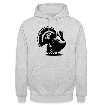 Fetter Truthahn mit Feder Gefieder - Unisex Hoodie - Hellgrau meliert - Vorne - Alina (178cm) & Michal (187cm)