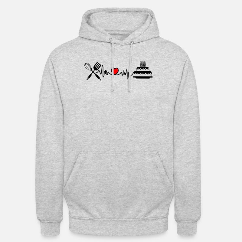 Cardio Herzfrequenz Küche 3 - Unisex Hoodie - Hellgrau meliert